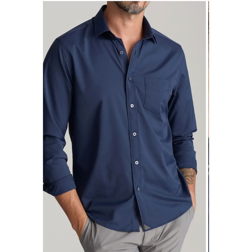 UNTUCKit Gironde Performance Stretch Button-Up Shirt in Navy Men 3XL NWOT $109